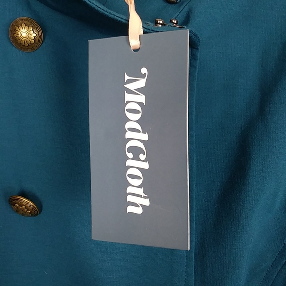 ModCloth teal peacoat/military-inspired jacket - Picture 4 of 8